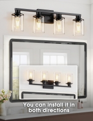 4-Light Black Bathroom Vanity Lamp