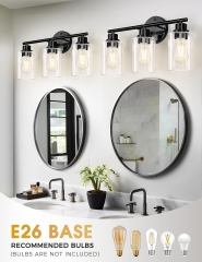 3-Light Black Bathroom Vanity Lamp