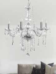 6-Light Silver Vintage Crystal Chandeliers