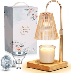 Square Base Golden Candle Warmer Lamp With Timer