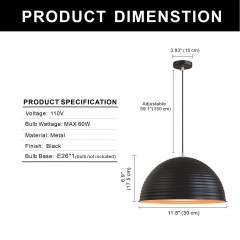 Bowl Shape Industrial Pendant Light