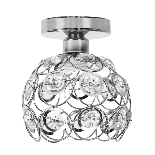 1-Light Silver Crystal Ceiling Light