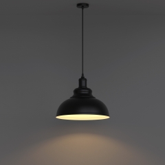 1-Light Matte Black Farmhouse Pendant Light