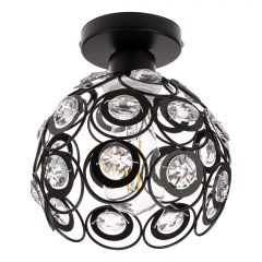 1-Light Black Crystal Ceiling Light