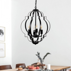 4-Light Black Chandelier Pendant Light