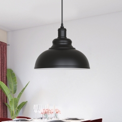 1-Light Matte Black Farmhouse Pendant Light