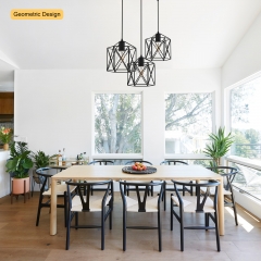 3-Light Black Metal Cage Pendant Light