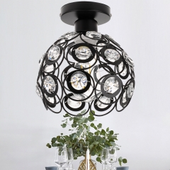 1-Light Black Crystal Ceiling Light