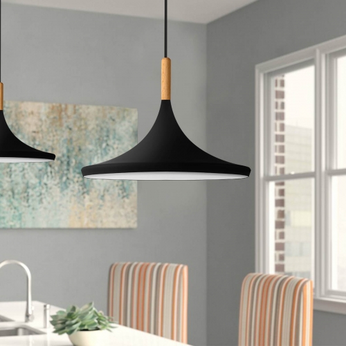 Saucer-Type Matte Black Pendant Light