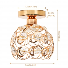 1-Light Golden Crystal Ceiling Light