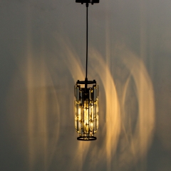 1-Light Black Crystal Modern Pendant Light