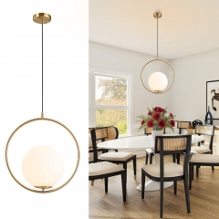 1-Light Black Circle Ring Pendant Light