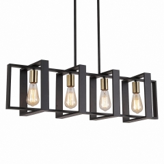 4-Light Wood Grain Farmhouse Pendant Light