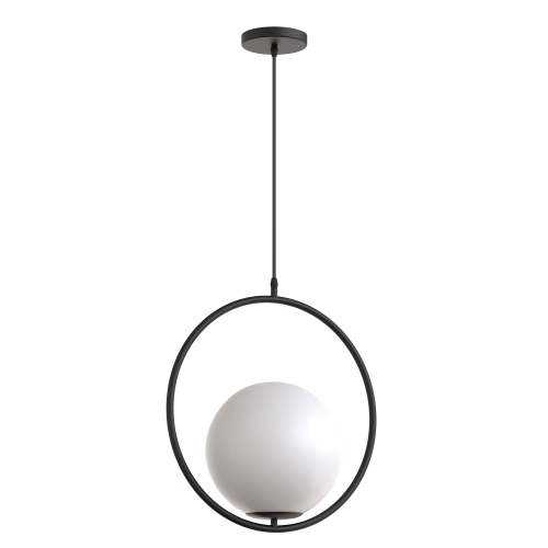 1-Light Black Circle Ring Pendant Light