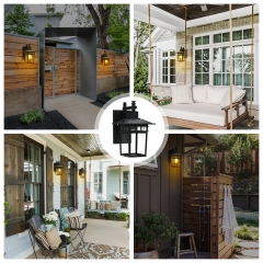 1-Light Black Outdoor Wall Lantern Sconce