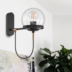 Globe Glass Shape Black Wall Lamp