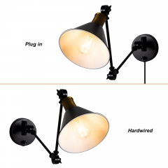 Swing Arm Brass Black Wall Lamps