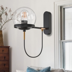 Globe Glass Shape Black Wall Lamp