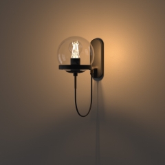 Globe Glass Shape Black Wall Lamp
