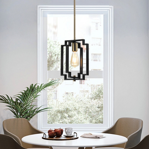 1-Light Lantern Rectangle Pendant Light