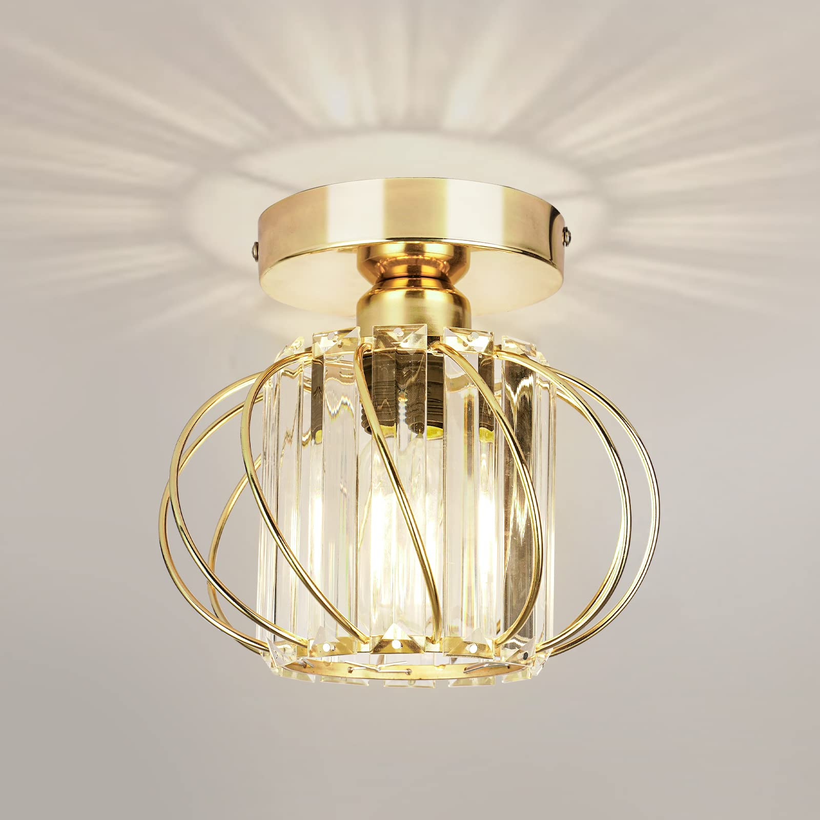 1-Light Gold Crystal Shape Ceiling Light