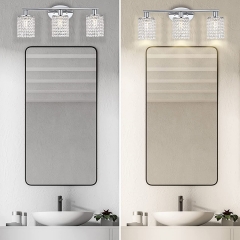 3-Light Modern Silver Bathroom Vanity Lights