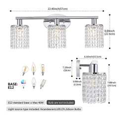3-Light Modern Silver Bathroom Vanity Lights