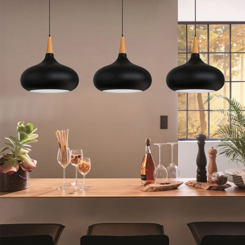 1-Light Matte Black Farmhouse Pendant Light