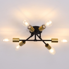 6-Light Black Sputnik Flush Mount Ceiling Light