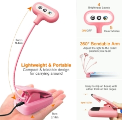 Pink Color Rechargeable LED Book Light