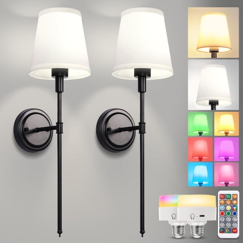 Remote Control Black Wall Lamp Set