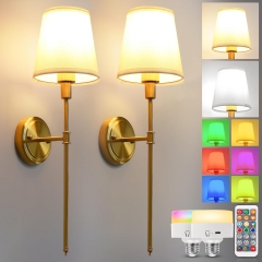 Remote Control Golden Wall Lamp Set