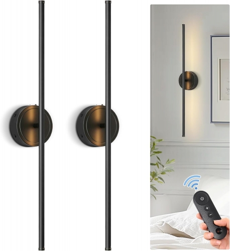 Remote Control Black Wall Lamp Set of 2