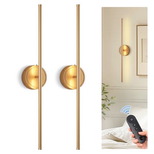 Remote Control Golden Wall Lamp Set of 2