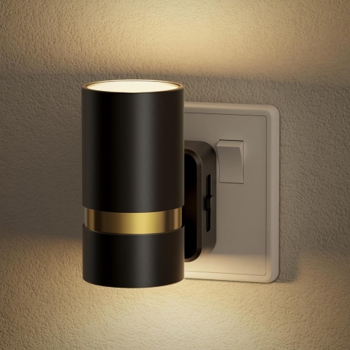 Black 3000K LED Night Light with Gold Waist