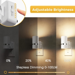 White 3000K LED Night Light with Silver Waist