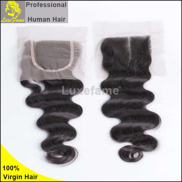 Luxefame hair Remy Hair Brazilian body wave Lace Closure, 4"*4" Swiss Lace with 130% density Free Shipping
