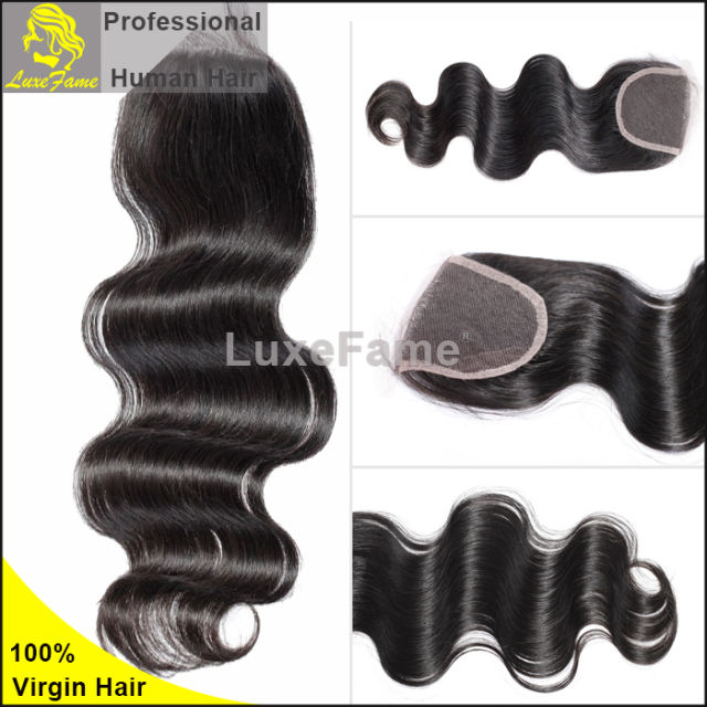 Luxefame hair Remy Hair Brazilian 7a body wave Lace Closure, 4"*4" Swiss Lace with 130% density Free Shipping