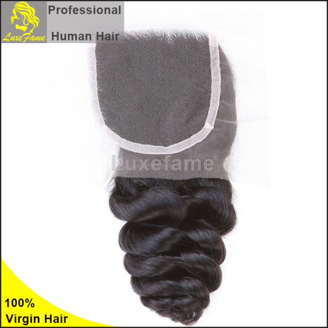 Luxefame hair Remy Hair Brazilian loose wave Lace Closure, 4"*4" Swiss Lace with 130% density Free Shipping