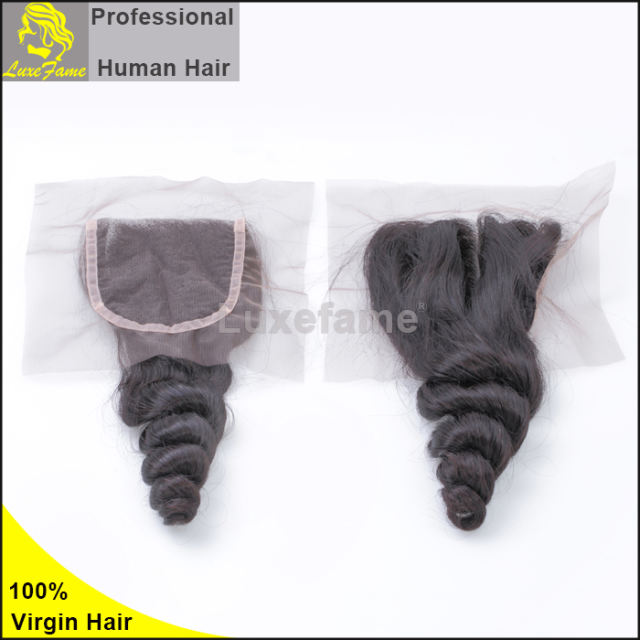 Luxefame hair Remy Hair Brazilian loose wave Lace Closure, 4"*4" Swiss Lace with 130% density Free Shipping