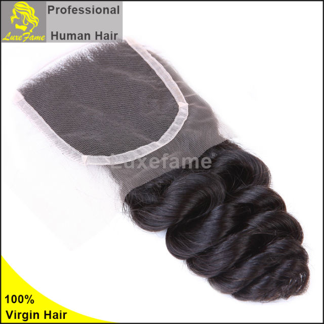 Luxefame hair Remy Hair Brazilian loose wave Lace Closure, 4"*4" Swiss Lace with 130% density Free Shipping