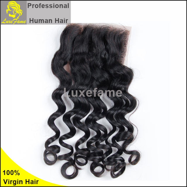 Luxefame hair Remy Hair Brazilian Italian Curly Lace Closure, 4"*4" Swiss Lace with 130% density Free Shipping