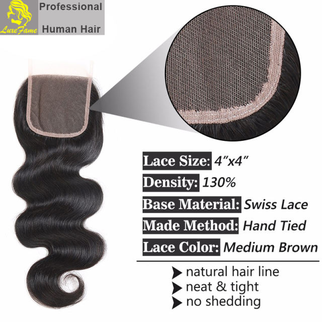 Royal Grade 2/3/4PCS  Virgin Hair With Lace Closure Body Wave For A Full Head Shipping
