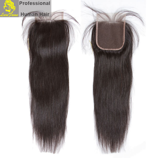 Luxefame hair Remy Hair Brazilian 7a Natural Straight Lace Closure, 4"*4" Swiss Lace with 130% density Free Shipping
