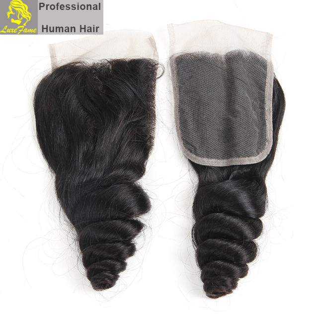 Luxefame hair Remy Hair Brazilian 7a loose wave Lace Closure, 4"*4" Swiss Lace with 130% density Free Shipping