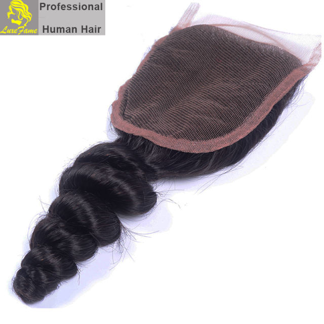 Luxefame hair Remy Hair Brazilian 7a loose wave Lace Closure, 4"*4" Swiss Lace with 130% density Free Shipping