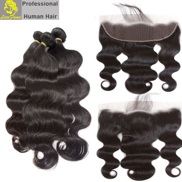 Royal Grade 2/3/4PCS Virgin Hair With Lace Frontal Body Wave For A Full Head Shipping