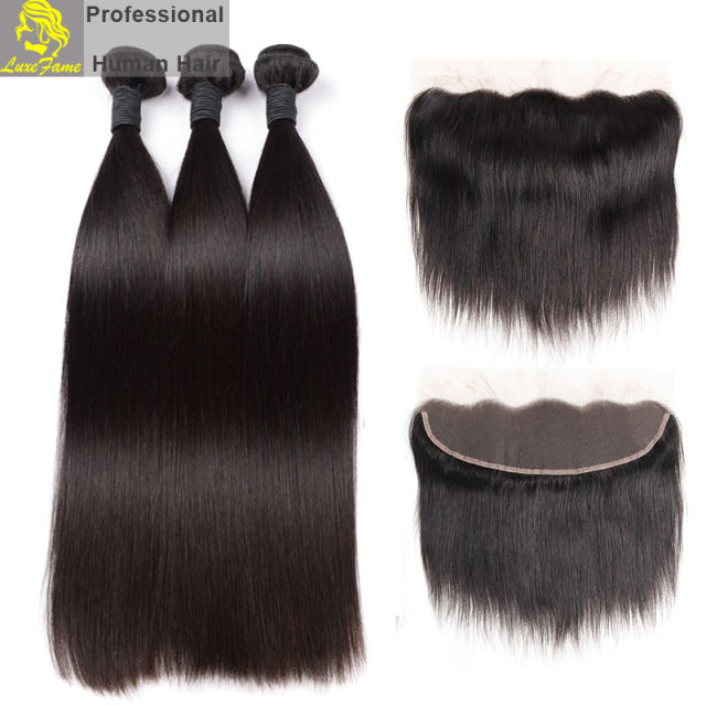 Royal Grade 2/3/4PCS Virgin Hair With Lace Frontal Natural Straight For A Full Head Shipping