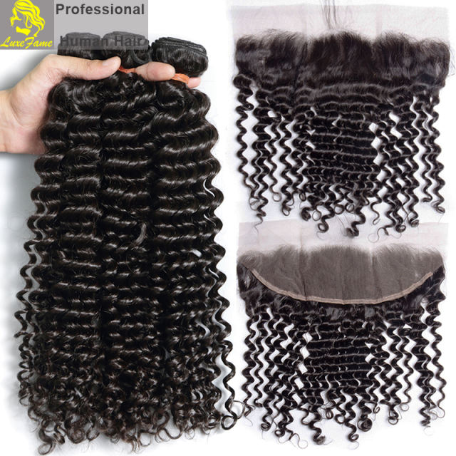 Top Grade 2/3/4PCS Virgin Hair With Lace Frontal Curly Wave For A Full Head Shipping