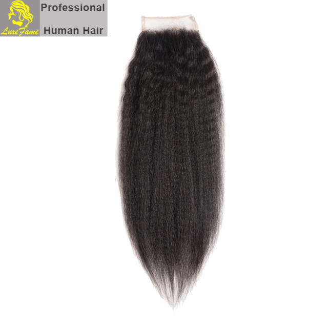 Luxefame hair Remy Hair Brazilian Kinky Straight Lace Closure, 4"*4" Swiss Lace with 130% density Free Shipping